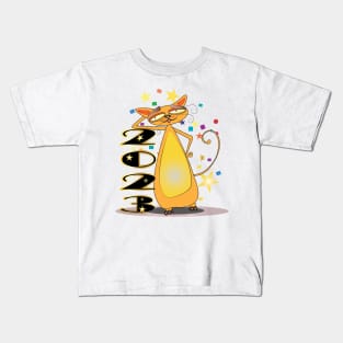 Happy New Year Cats 2023 Kids T-Shirt